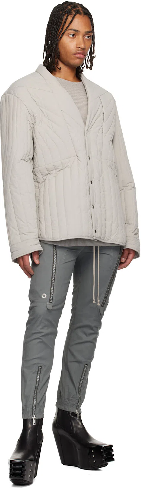 RICK OWENS Black Hollywood Grilled Wedge Beatle Chelsea Boots In 09 Black