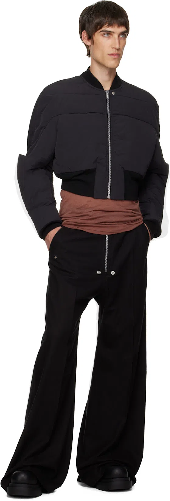 RICK OWENS Mid-calf Leather Plaform Boots In Black