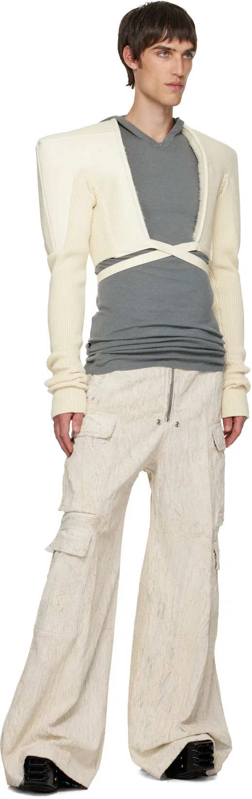 RICK OWENS Black Hollywood Grilled Wedge Beatle Chelsea Boots In 09 Black