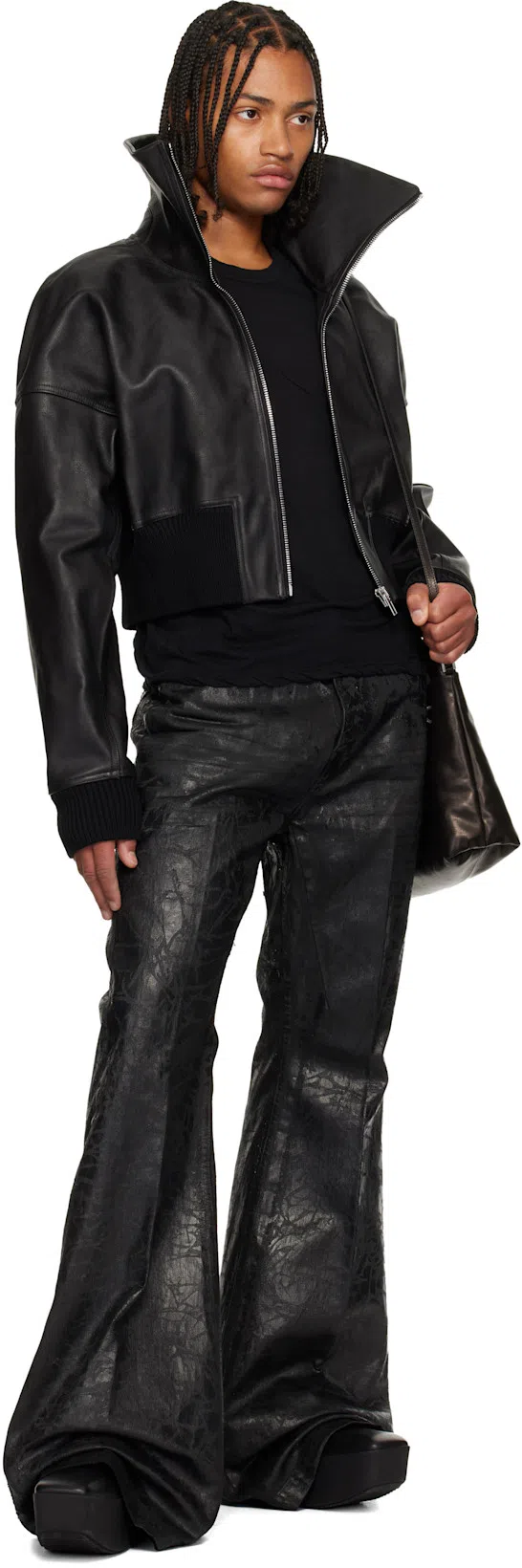 RICK OWENS Black Concordians Sliver Platform Beatle Chelsea Boots