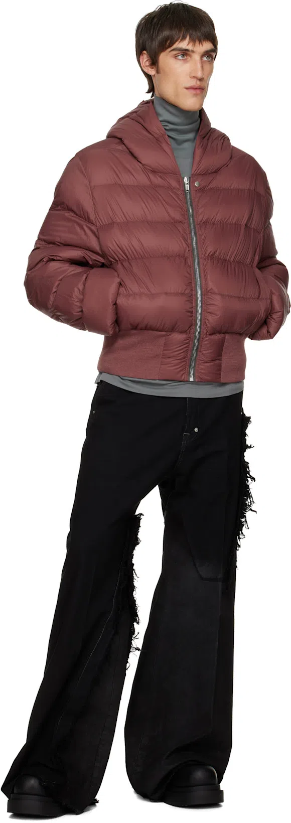 RICK OWENS Mid-calf Leather Plaform Boots In Black