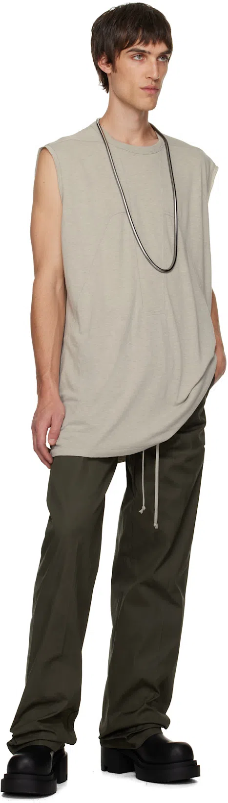 RICK OWENS Mid-calf Leather Plaform Boots In Black