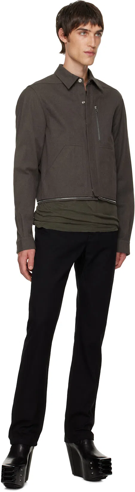 RICK OWENS Black Hollywood Grilled Wedge Beatle Chelsea Boots In 09 Black