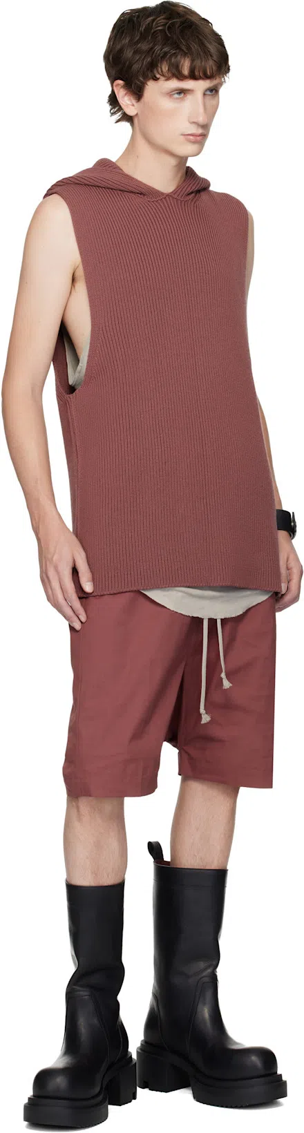 RICK OWENS Mid-calf Leather Plaform Boots In Black