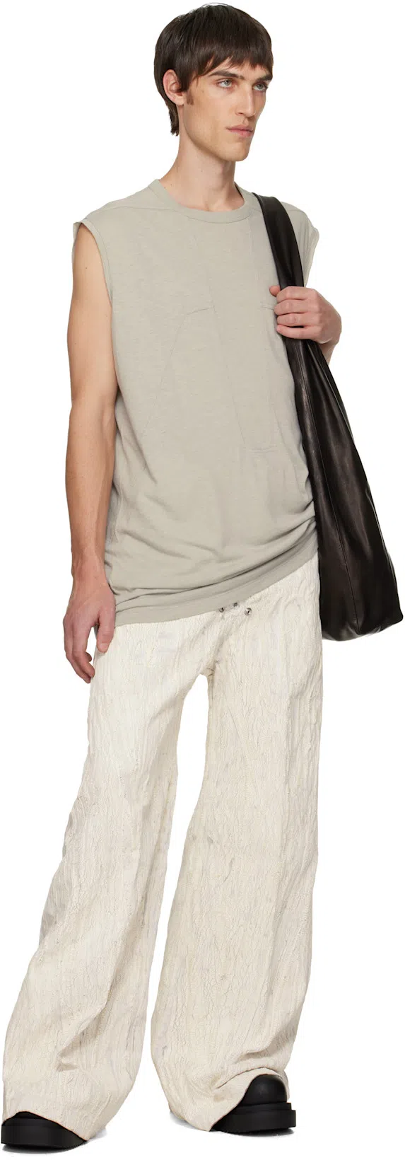 RICK OWENS Mid-calf Leather Plaform Boots In Black