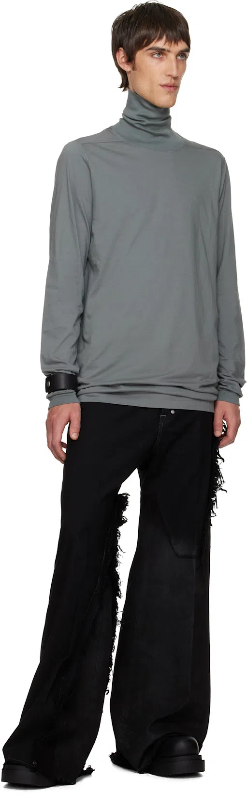 RICK OWENS Mid-calf Leather Plaform Boots In Black