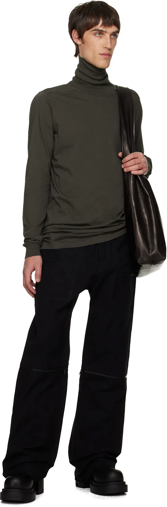 RICK OWENS Mid-calf Leather Plaform Boots In Black