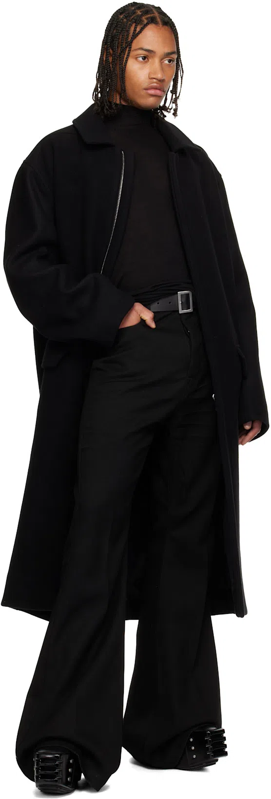 RICK OWENS Black Hollywood Grilled Wedge Beatle Chelsea Boots In 09 Black