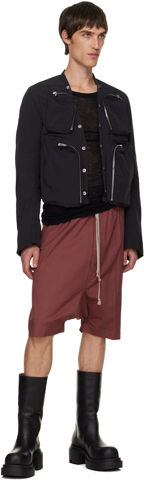 RICK OWENS Mid-calf Leather Plaform Boots In Black