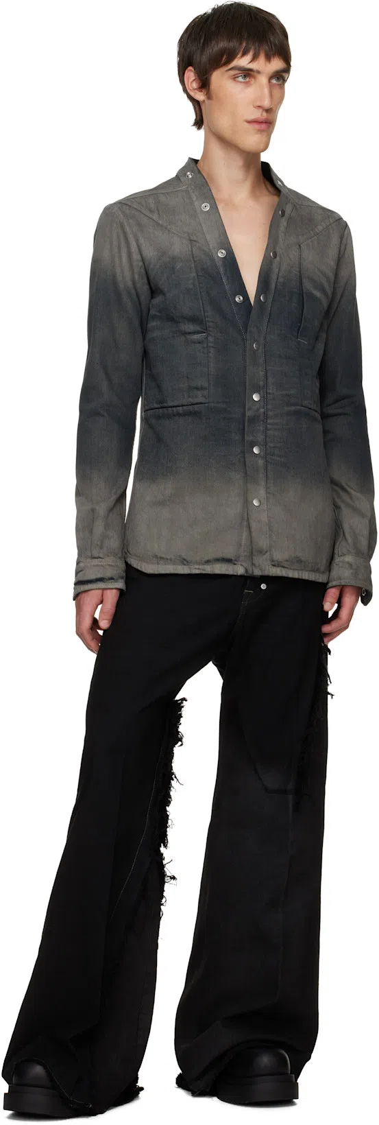 RICK OWENS Mid-calf Leather Plaform Boots In Black