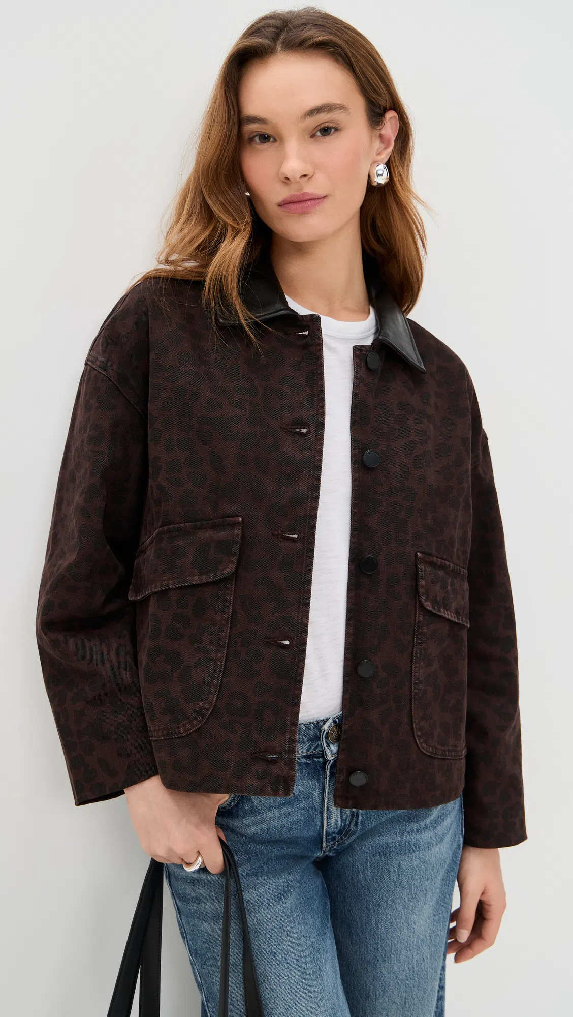 RAG & BONE Natalia Leopad Print Cotton Jacket In Brown