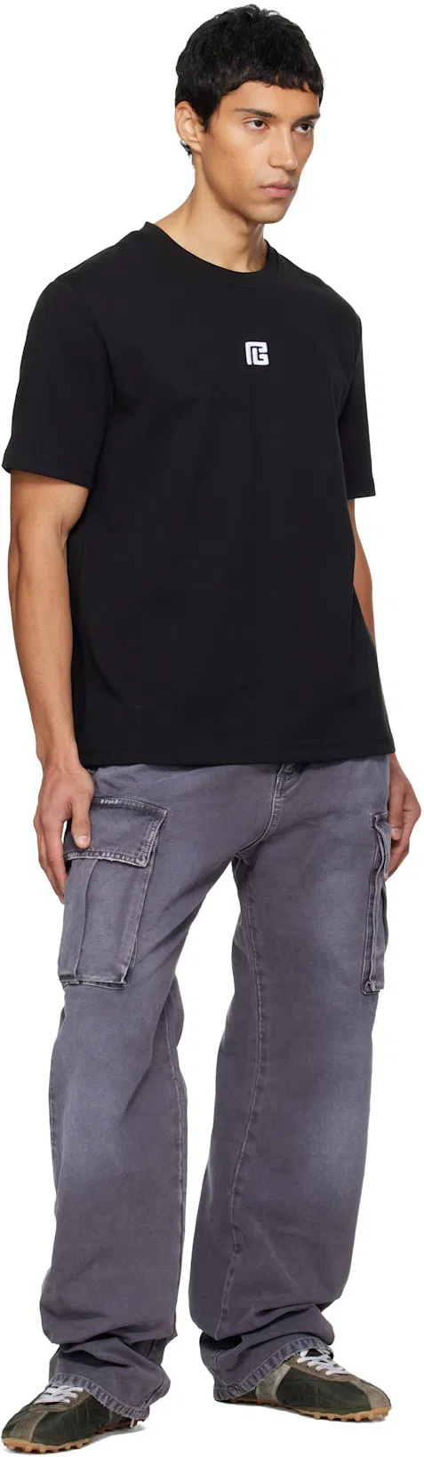 BALMAIN Logo Embroidered Crewneck T-shirt In Black