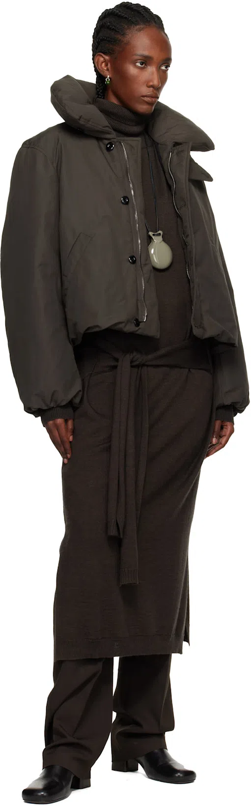 LEMAIRE Trompe Loeil Dress In Brown