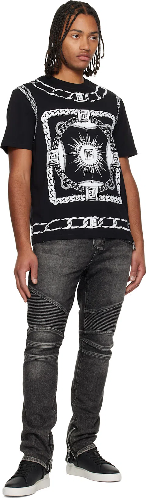 BALMAIN Straight Trousers Nylon Silk Belt Loops In Black