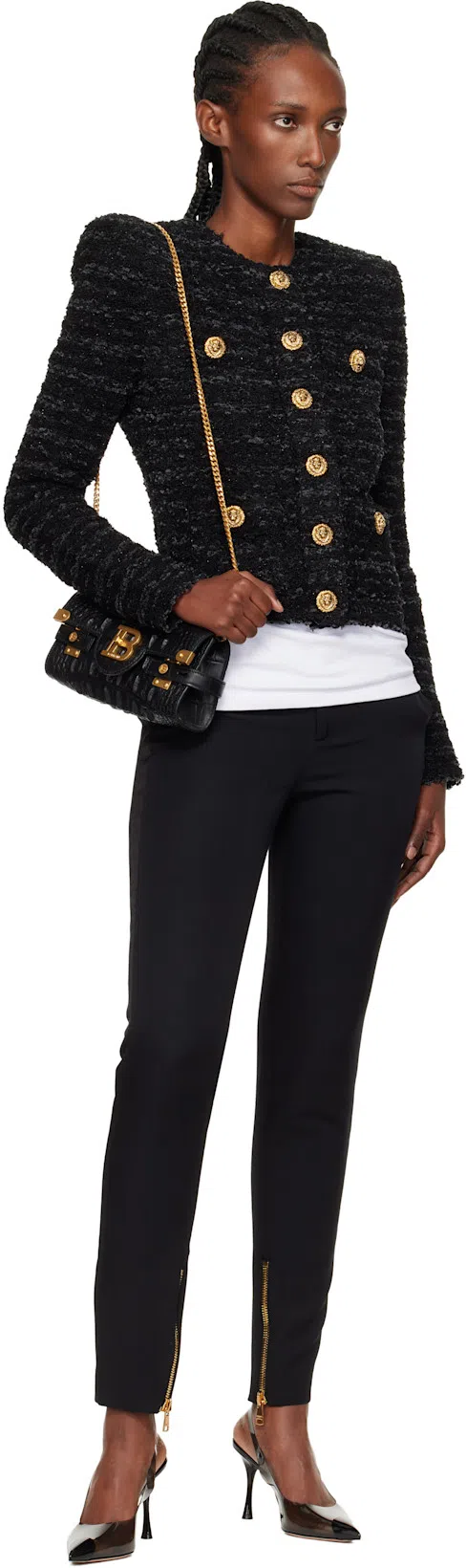 BALMAIN Cotton T-shirt With Button Detail And Draped Design In White