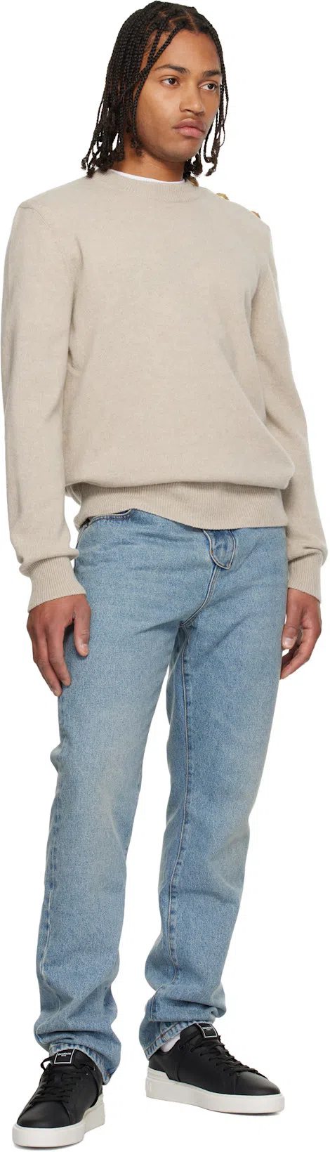 BALMAIN Crew Neck Short Sleeves In White