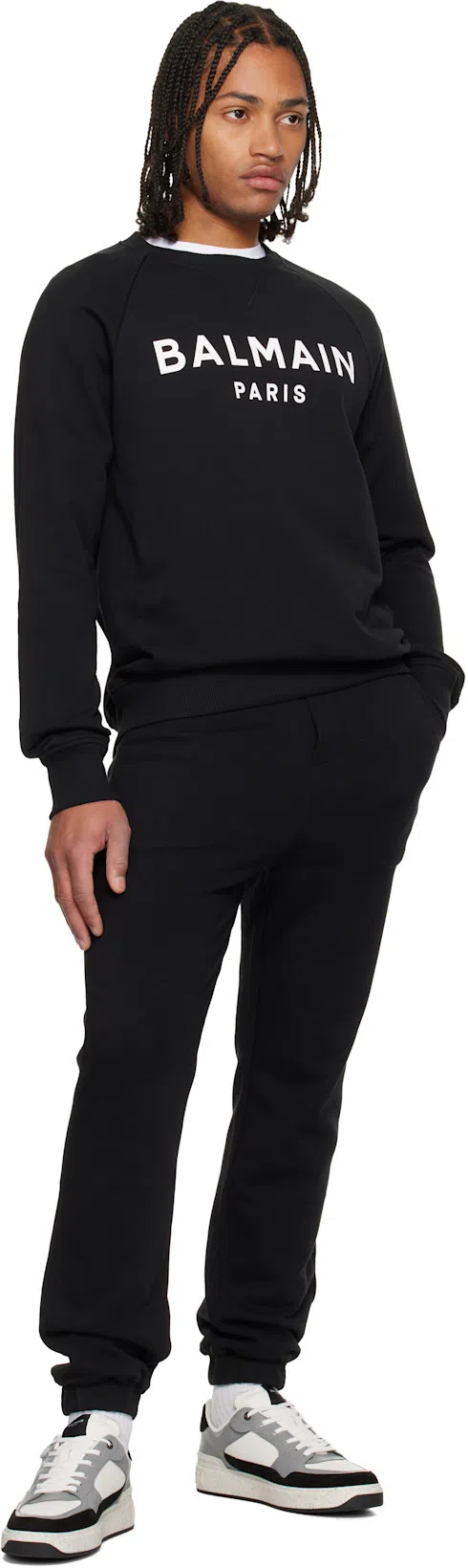 BALMAIN Black Organic Cotton Crewneck Sweatshirt
