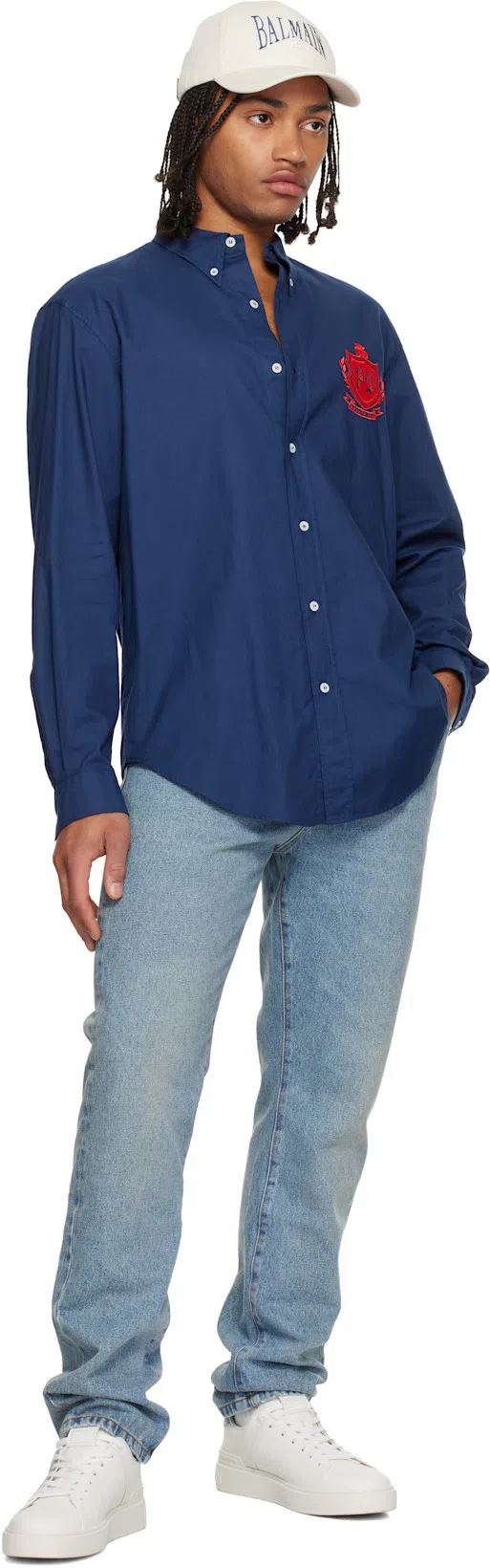 BALMAIN Low-top Court Sneakers In Smooth Leather In White