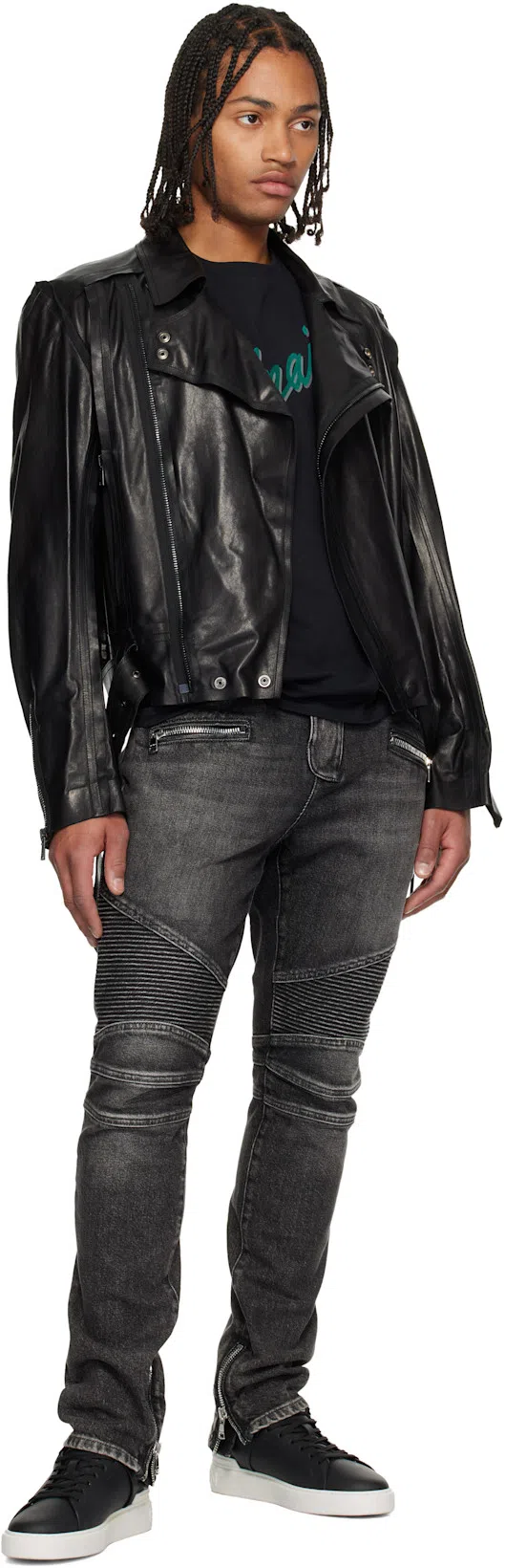 BALMAIN Straight Trousers Nylon Silk Belt Loops In Black
