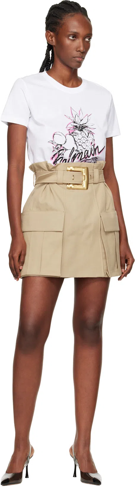 BALMAIN White Fruits Print T-shirt