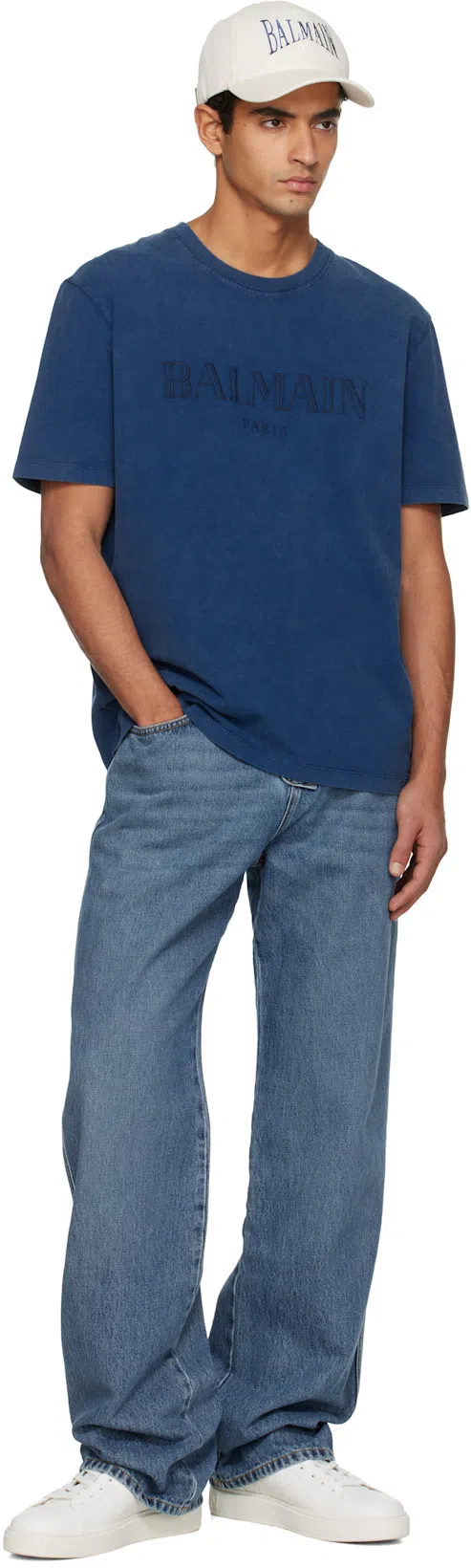 BALMAIN Low-top Court Sneakers In Smooth Leather In White