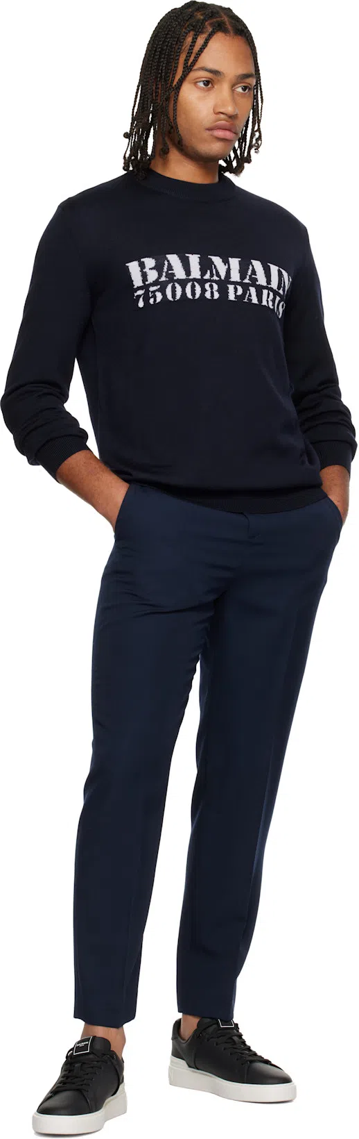 BALMAIN Branded Sweater In Blue In Black