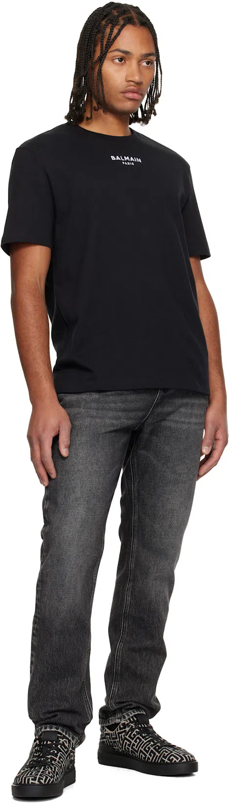 BALMAIN Monogram Jacquard B-court Trainers In Black