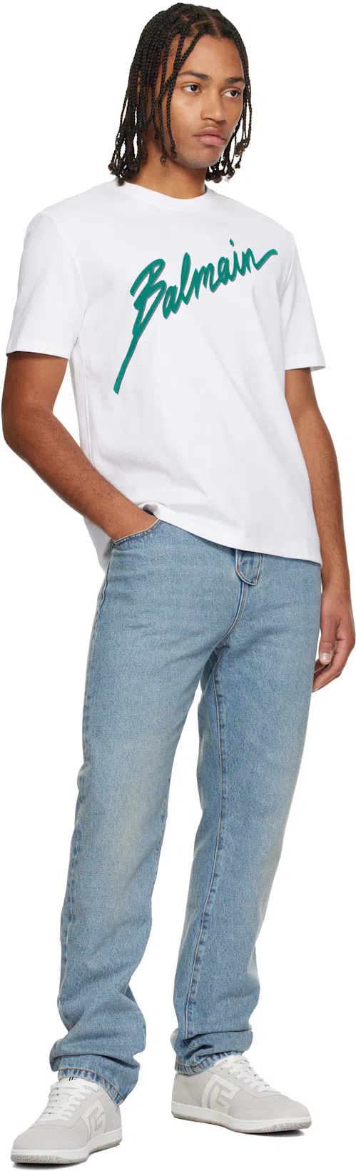 BALMAIN Crew Neck Short Sleeves In White