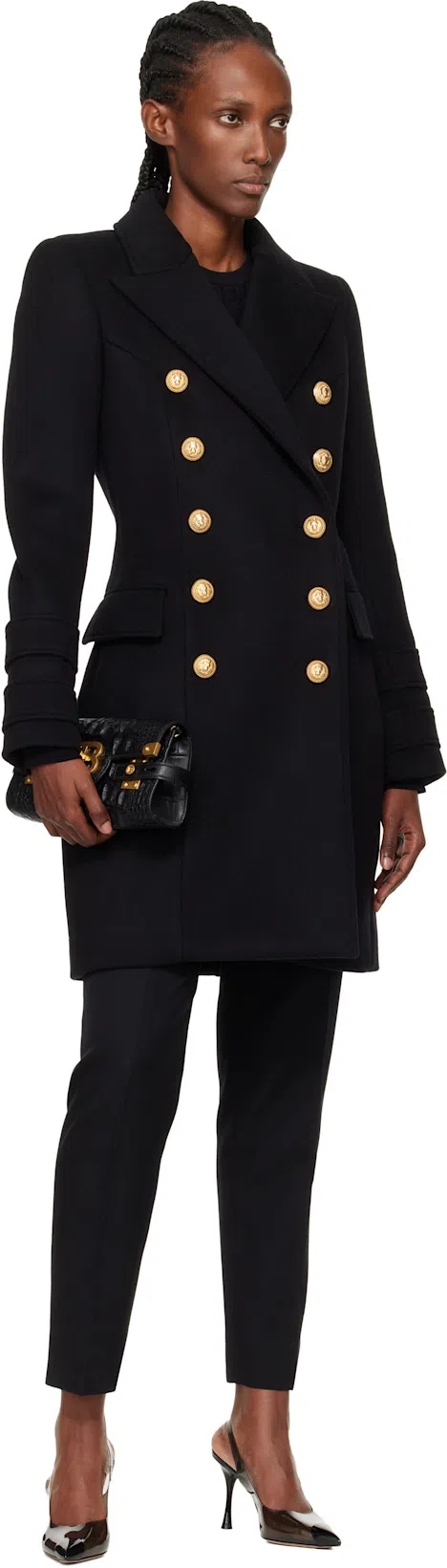 BALMAIN 10 Buttons Coat In Virgin Wool And Cashmere Women In Black