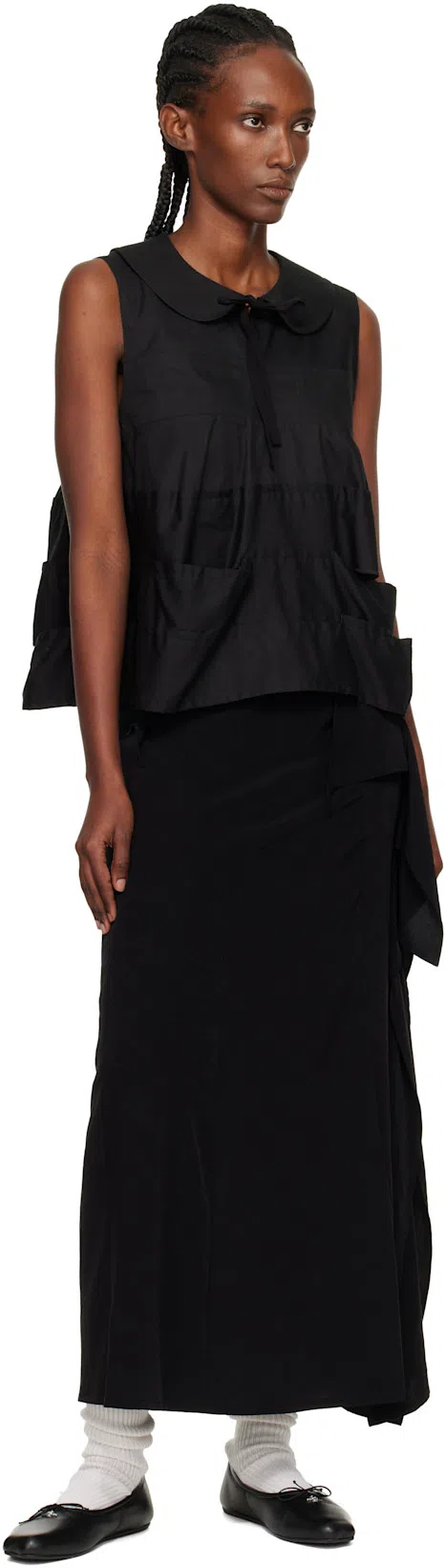 YOHJI YAMAMOTO Ruffled-detail Asymmetric Maxi Skirt In Black
