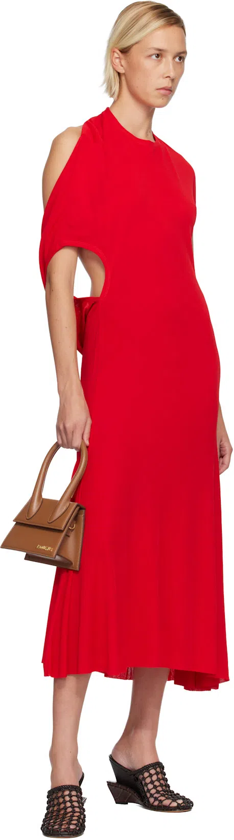 JACQUEMUS Les Doubles Tresses Croc-embossed Wedge Mules In Black