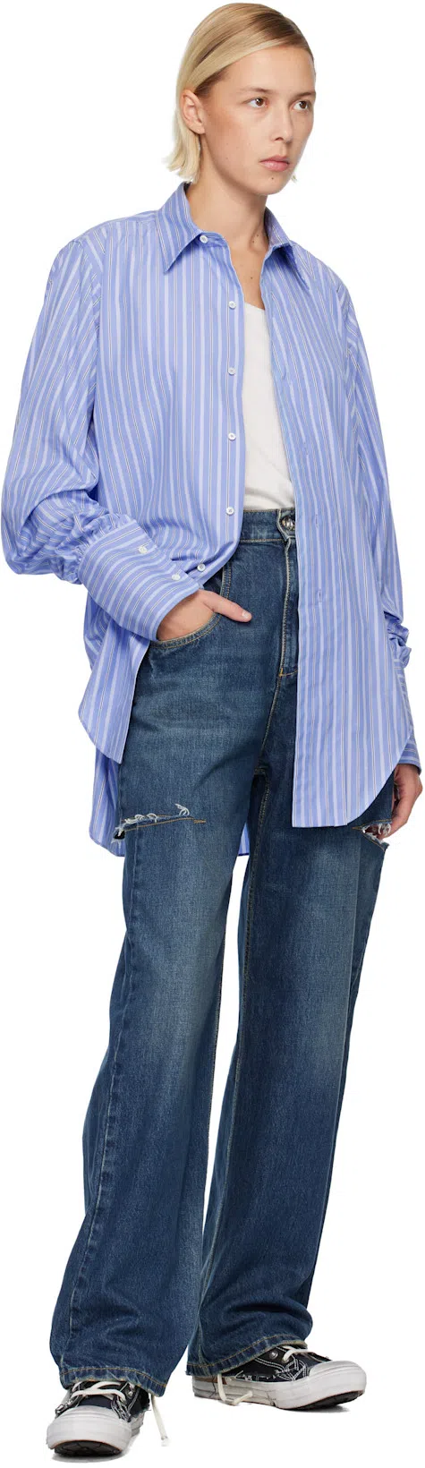 ANN DEMEULEMEESTER Seva Tank Top In Cotton Rib Jersey In White