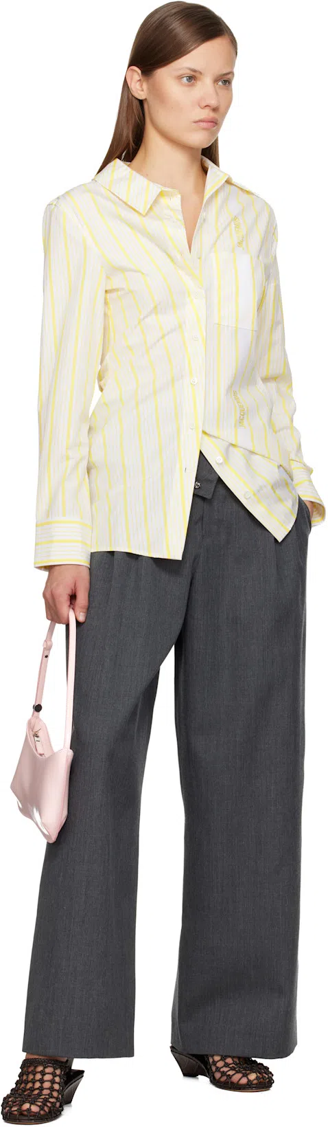 JACQUEMUS Les Doubles Tresses Croc-embossed Wedge Mules In Black