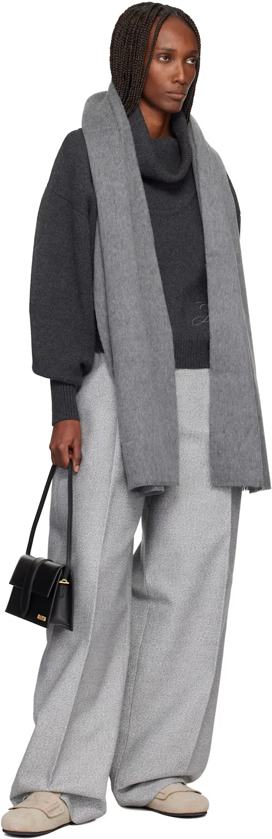JACQUEMUS Le Bambino Long Black Shoulder Bag With Removable Shoulder Strap In Leather Woman