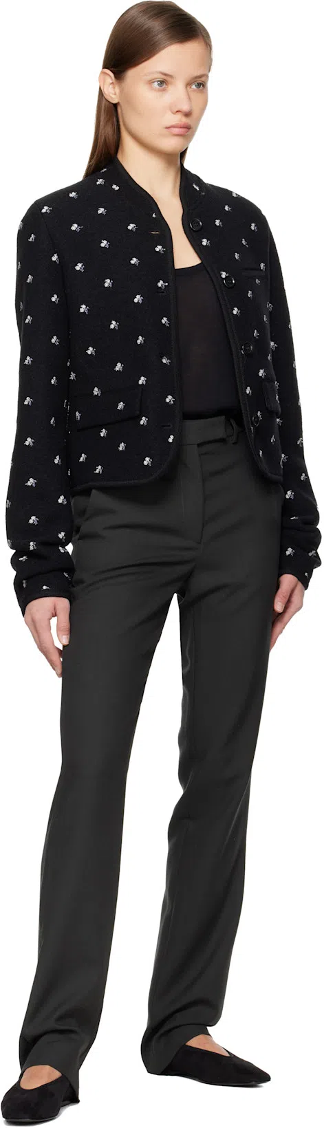 TOTÊME Minimalist Velvet Ballerinas In Black