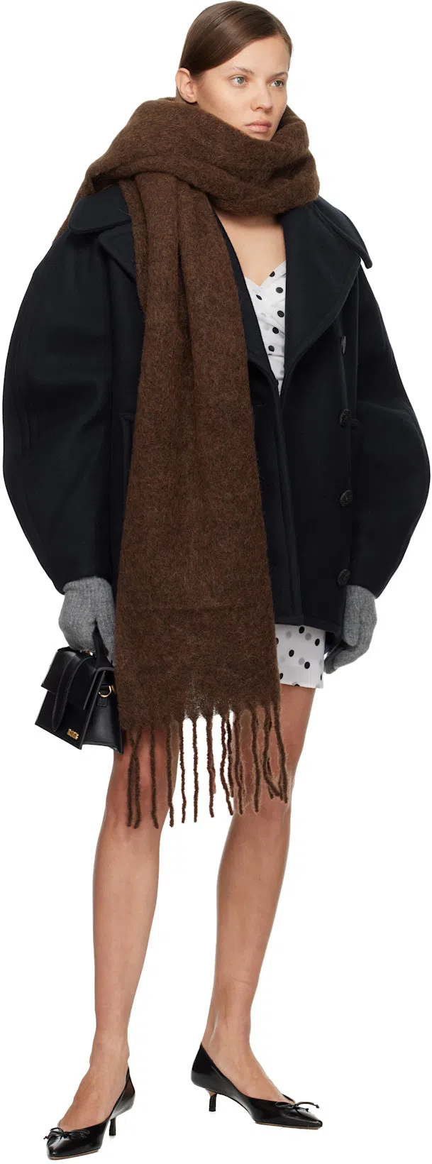 JACQUEMUS 'the Rita' White Dress With V-neck And Polka Dot Motif