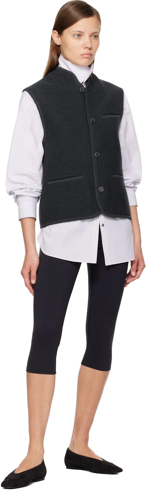 TOTÊME Minimalist Velvet Ballerinas In Black