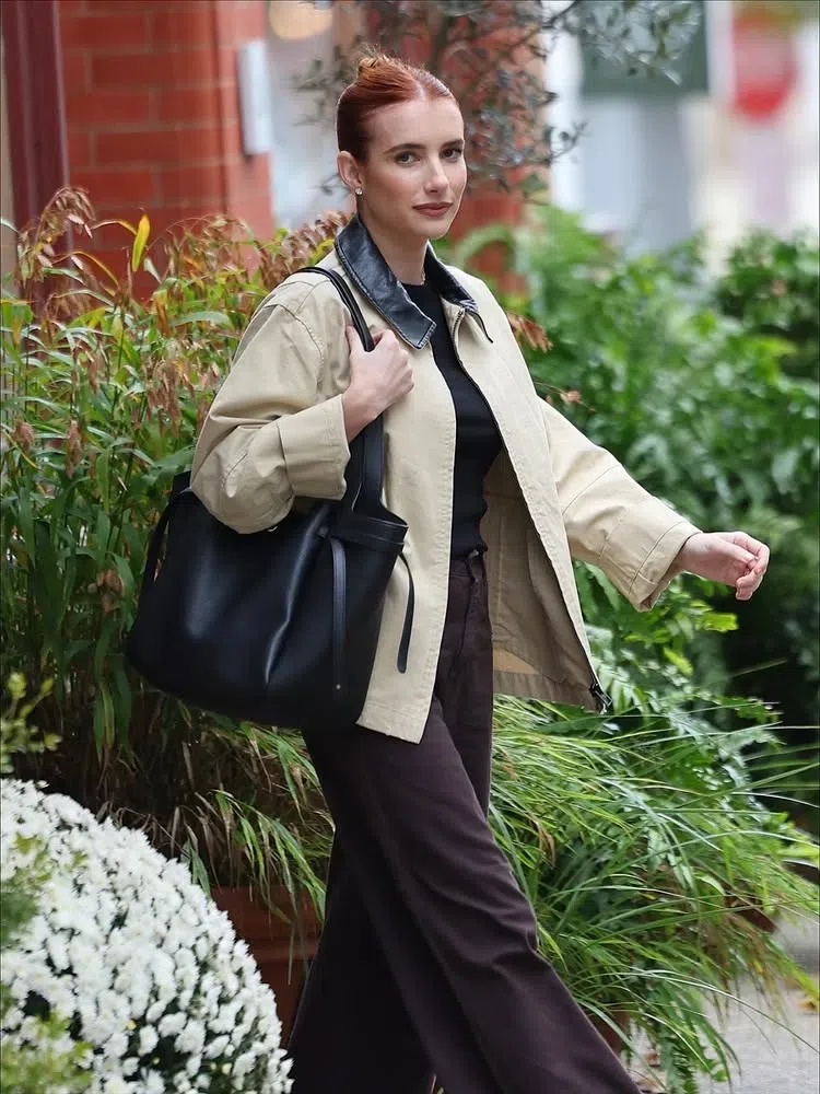 TORY BURCH Saint Laurent Cassandre Leather Bucket Bag In Black