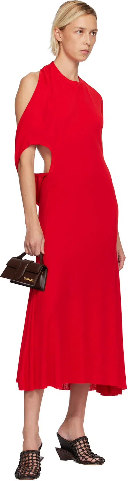 JACQUEMUS Les Doubles Tresses Croc-embossed Wedge Mules In Black