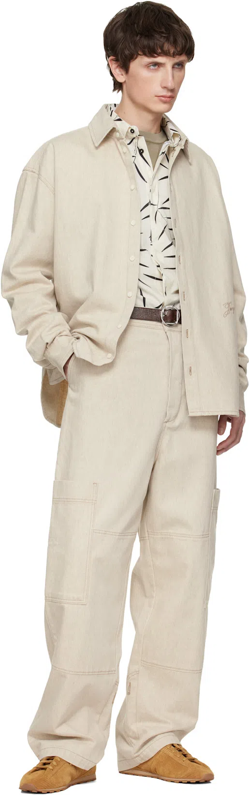 JACQUEMUS Le Tennis Sneakers In Soft Corduroy-embossed Suede In Brown