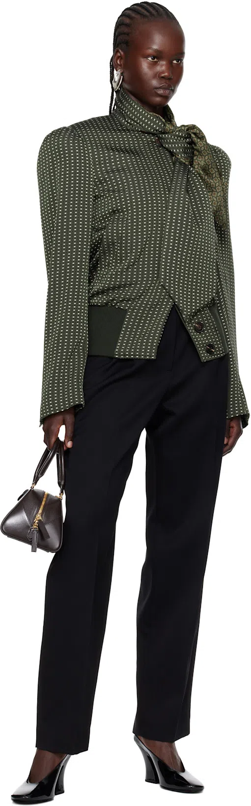 GIVENCHY Glossy Finish Curved Heel Pointed Toe Mules In Black