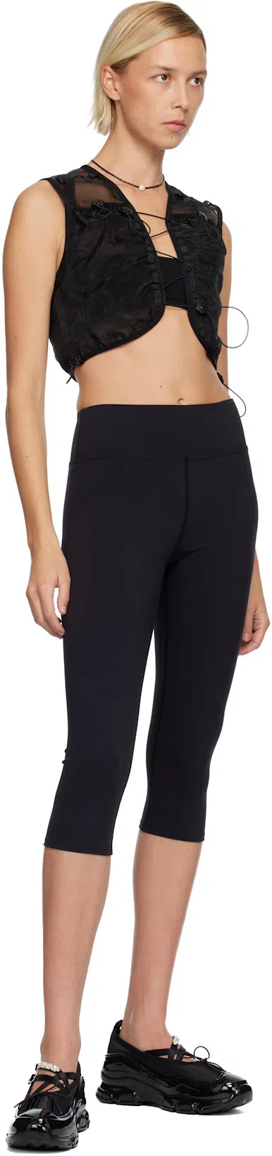 CECILIE BAHNSEN Sheer Sleeveless Vest With Drawstring And Buttons In Animal Print