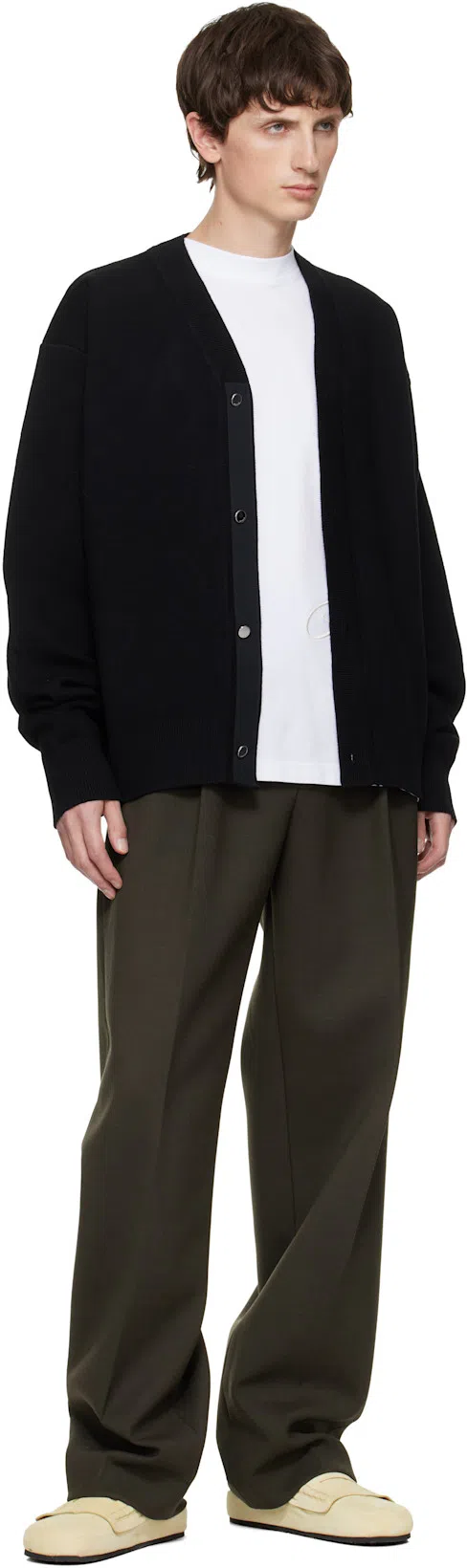 JACQUEMUS Men Black V-neck Cardigan With J Logo On The Back In Wool Man