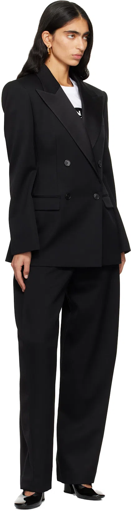 GIVENCHY Glossy Finish Curved Heel Pointed Toe Mules In Black