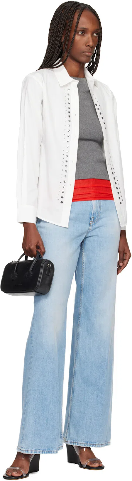 GIMAGUAS Sky Studded Pointed-collar Shirt In White