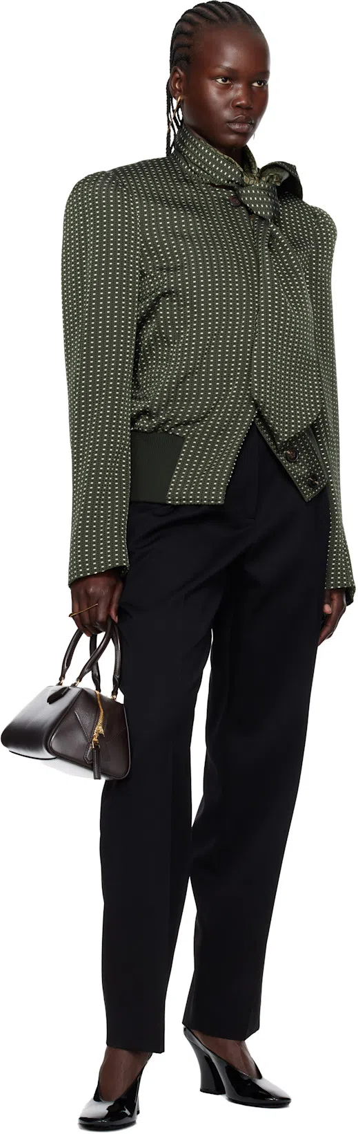 GIVENCHY Glossy Finish Curved Heel Pointed Toe Mules In Black