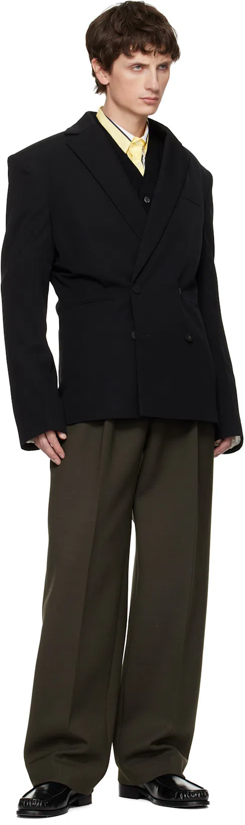 JACQUEMUS Men Black V-neck Cardigan With J Logo On The Back In Wool Man