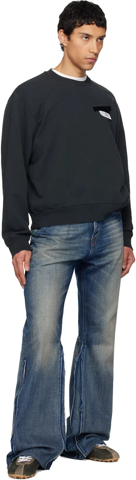 MM6 MAISON MARGIELA Mm6 By Maison Margiela Wool Taped Label Crewneck Sweater In Black