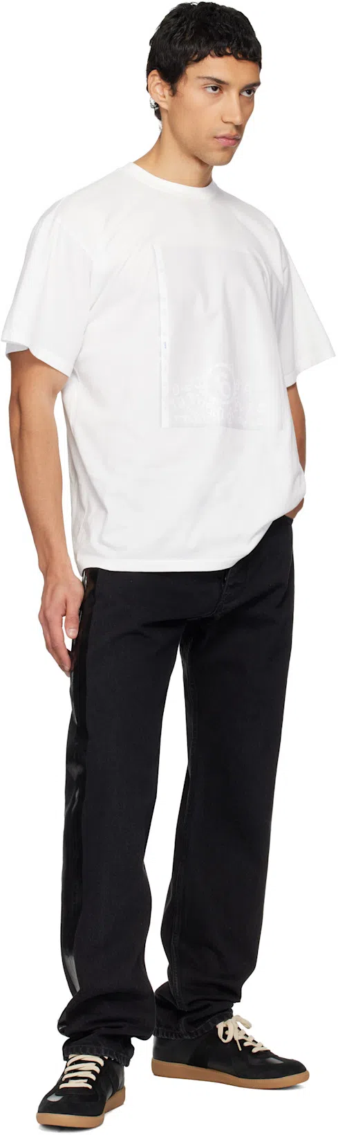 MAISON MARGIELA Casual Low Top Sneakers With Suede Panels In Black