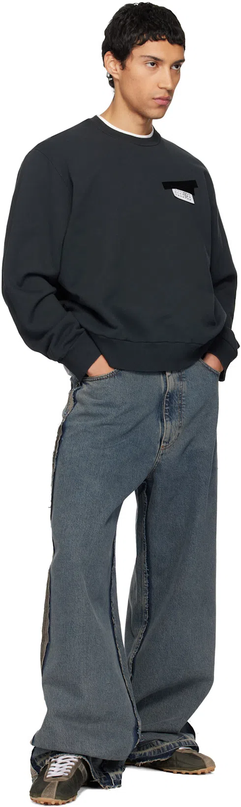 MM6 MAISON MARGIELA Mm6 By Maison Margiela Wool Taped Label Crewneck Sweater In Black